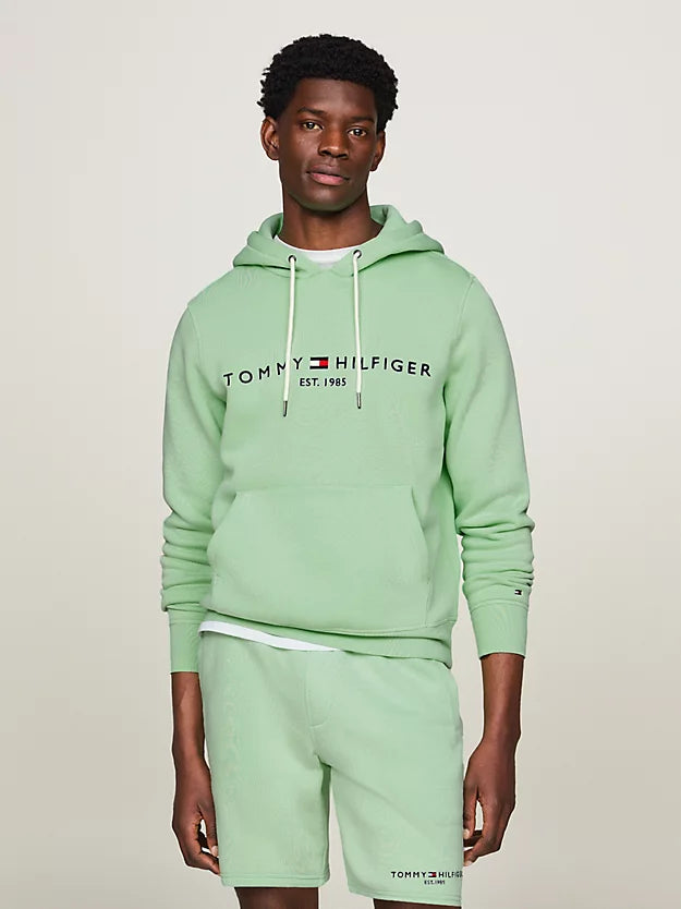 Tommy Hilfiger Logo Embroidery Regular Fit Hoody - Light Green