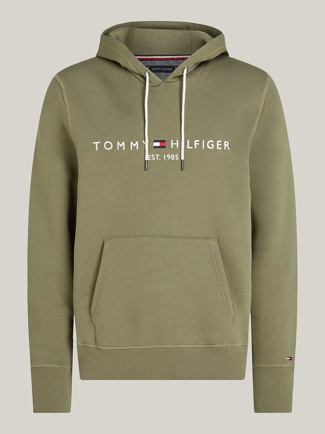 Tommy Hilfiger Drawstring Logo Embroidery Hoody - Bottle Green