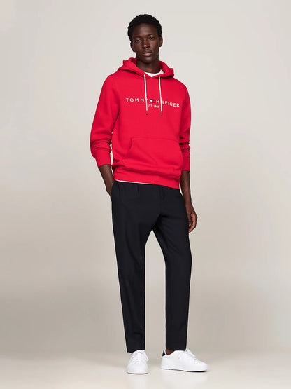 Tommy Hilfiger Drawstring Logo Embroidery Hoody - Red