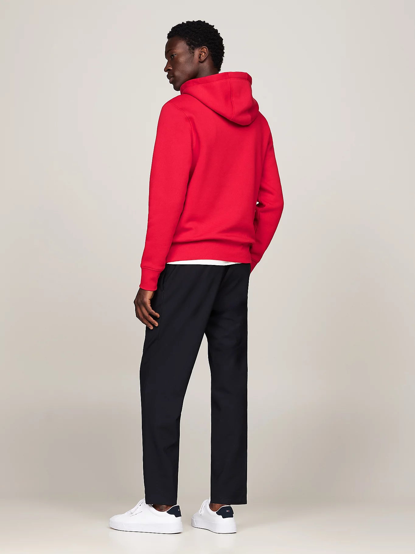 Tommy Hilfiger Drawstring Logo Embroidery Hoody - Red