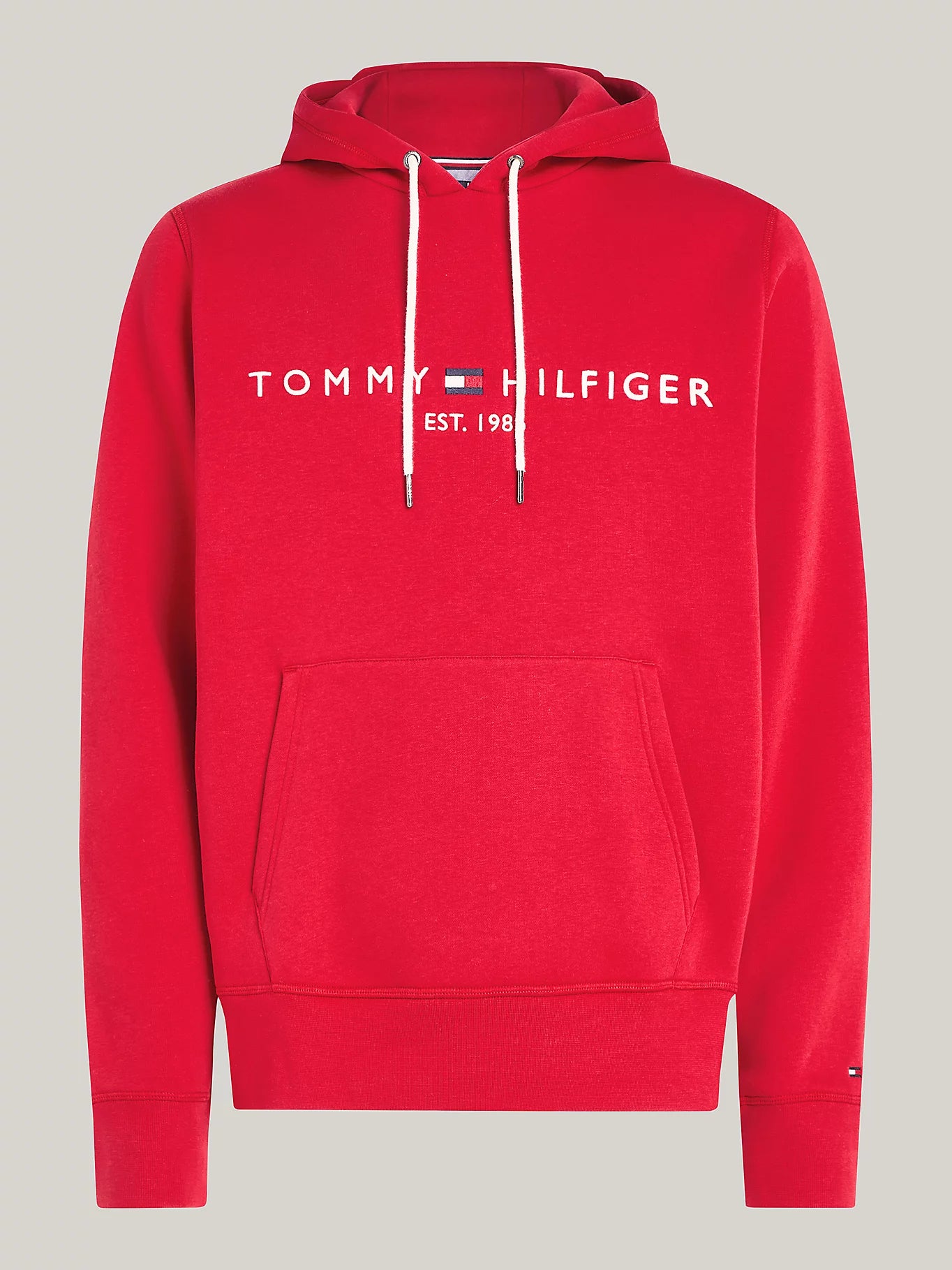 Tommy Hilfiger Drawstring Logo Embroidery Hoody - Red