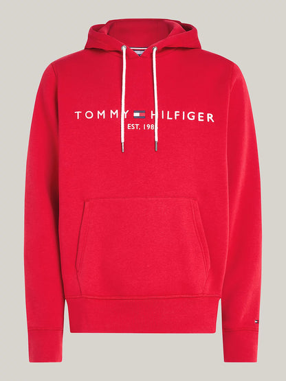 Tommy Hilfiger Drawstring Logo Embroidery Hoody - Red