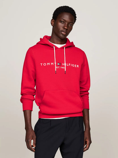 Tommy Hilfiger Drawstring Logo Embroidery Hoody - Red