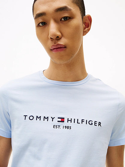 Tommy Hilfiger Logo Embroidery Slim T-Shirt - Breezy blue