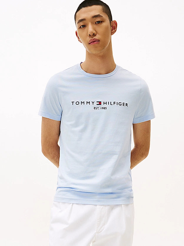 Tommy Hilfiger Logo Embroidery Slim T-Shirt - Breezy blue