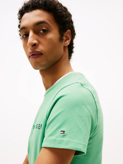 Tommy Hilfiger Logo Embroidery Slim T-Shirt - Fort Green