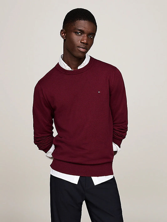 Tommy Hilfiger Crew Neck Jumper with Cashmere - Deep Rouge