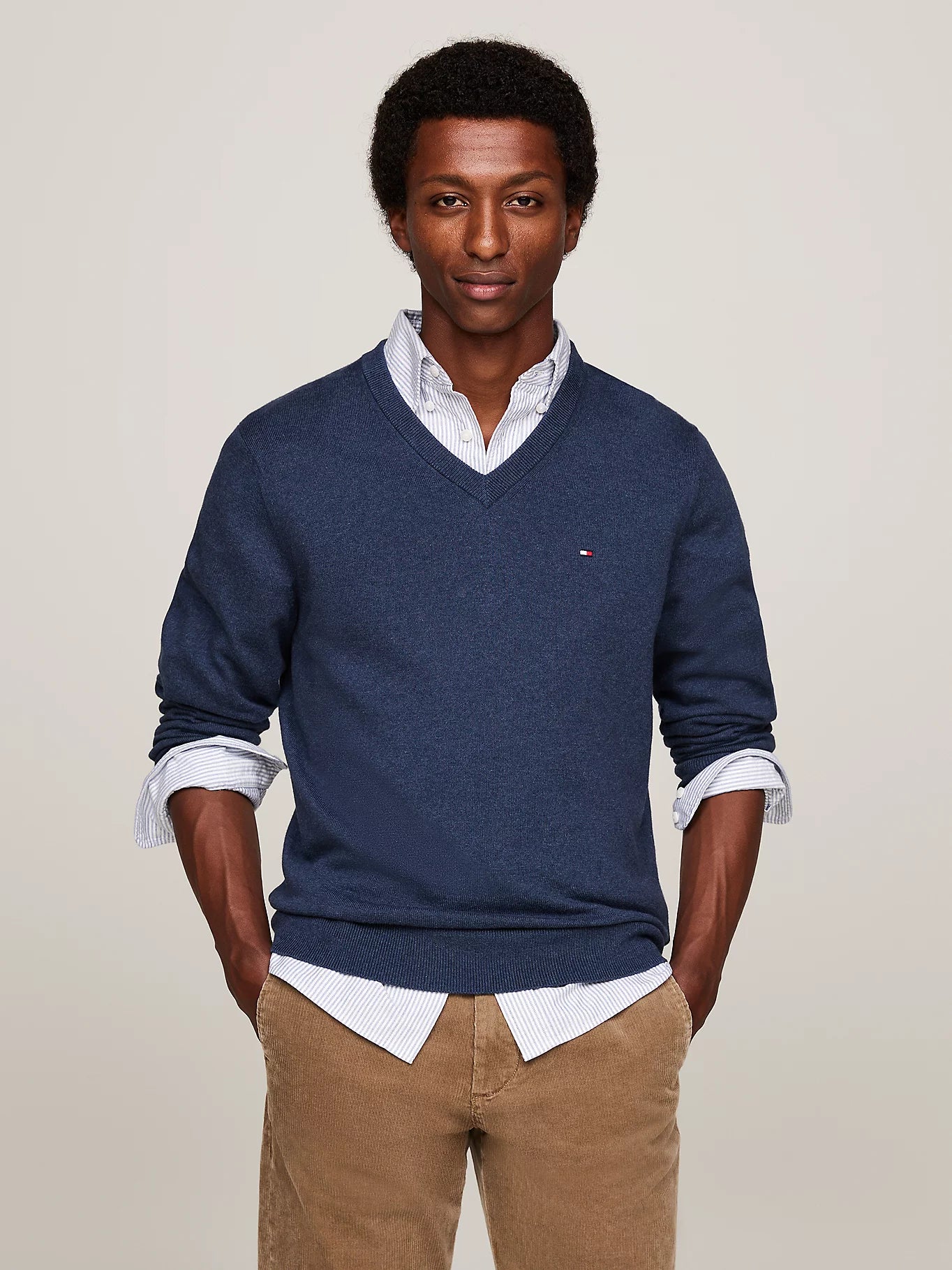 Tommy Hilfiger V-Neck Jumper with Cashmere - Aegean Sea Heather