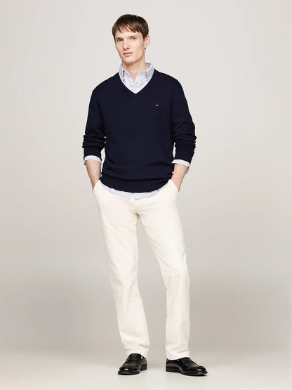 Tommy Hilfiger V-Neck Jumper with Cashmere - Desert Sky