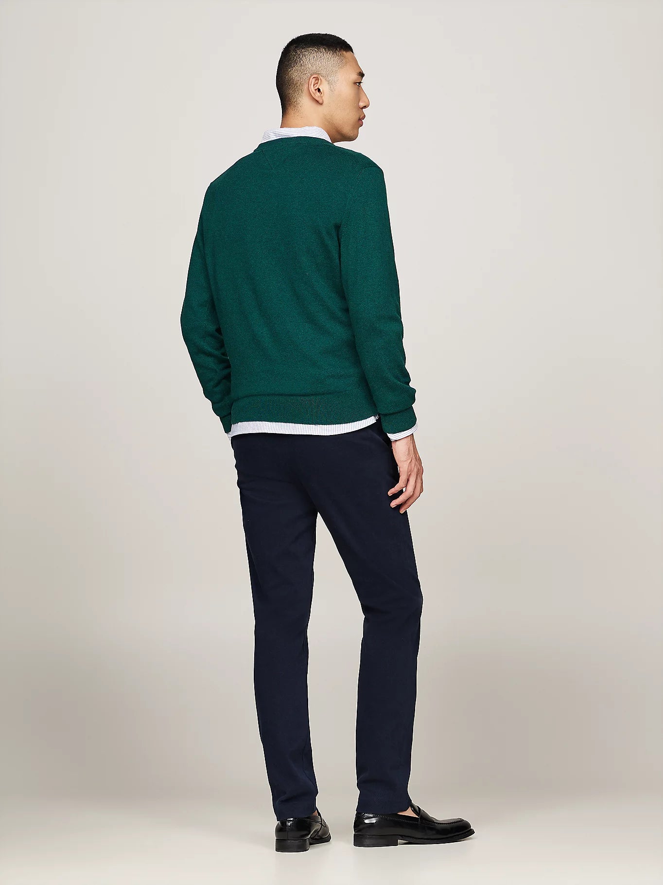 Tommy Hilfiger V-Neck Jumper with Cashmere - Ornamental Green Heather