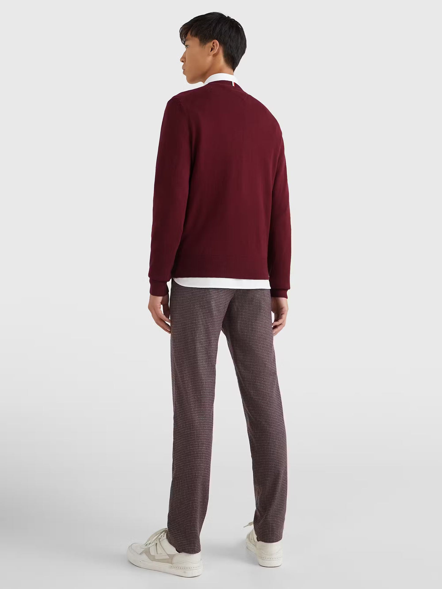 Tommy Hilfiger V-Neck Jumper with Cashmere - Deep Rouge