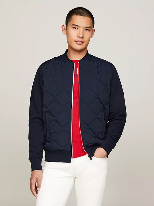 Tommy Hilfiger Quilted Mixed Texture Zip-thru Bomber Jacket - Desert Sky