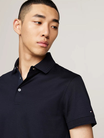 Tommy Hilfiger Tonal Tipped Mercerised Slim Fit Polo - Desert Sky