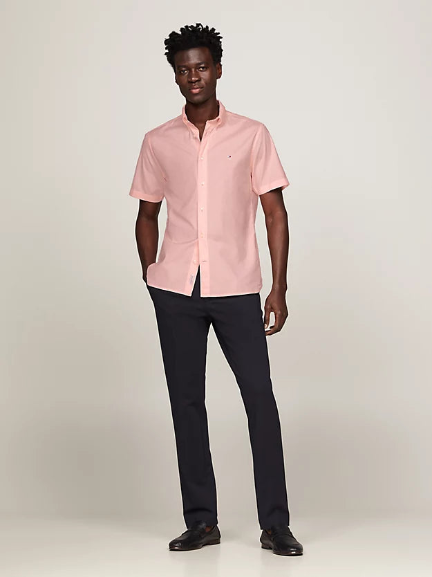 Tommy Hilfiger Poplin Short Sleeve Regular Fit Shirt - Pink Crystal