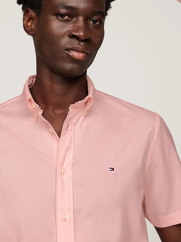 Tommy Hilfiger Poplin Short Sleeve Regular Fit Shirt - Pink Crystal