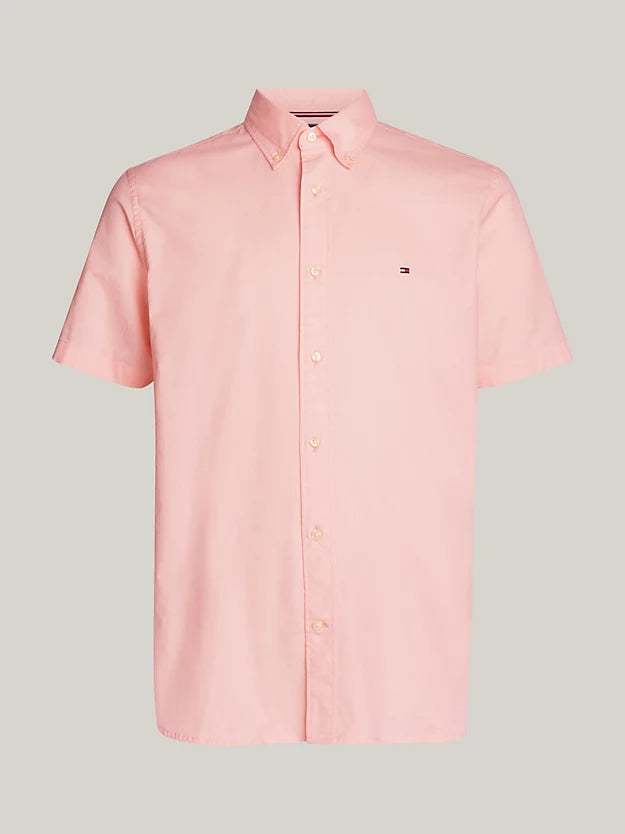 Tommy Hilfiger Poplin Short Sleeve Regular Fit Shirt - Pink Crystal