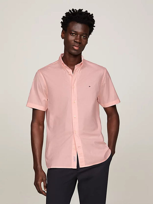 Tommy Hilfiger Poplin Short Sleeve Regular Fit Shirt - Pink Crystal