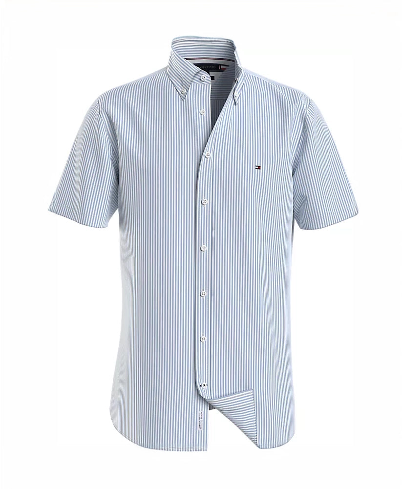 Tommy Hilfiger Th Flex 1985 Collection Regular Short Sleeve Shirt - Light Blue