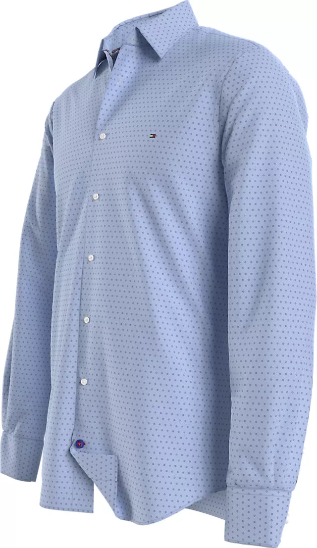 Tommy Hilfiger Geometric Print Slim Oxford Shirt - Light Blue