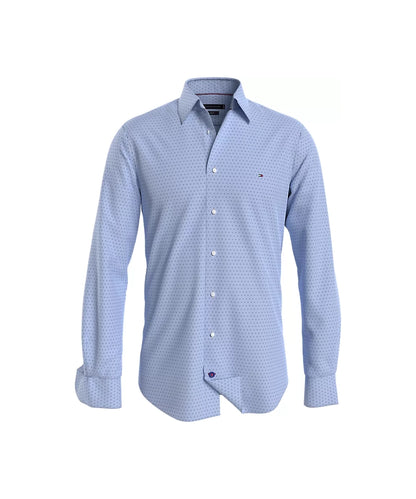 Tommy Hilfiger Geometric Print Slim Oxford Shirt - Light Blue