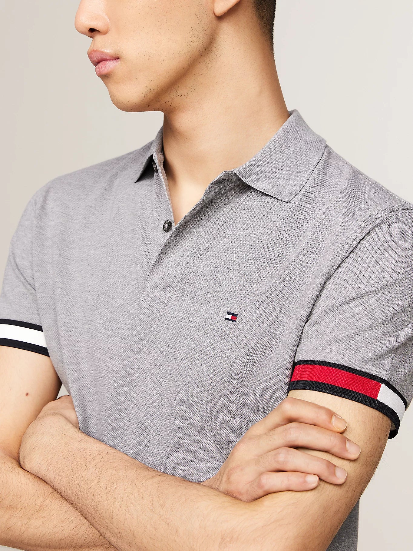 Tommy Hilfiger Hilfiger Flag Slim Fit Polo - Medium Grey Heather