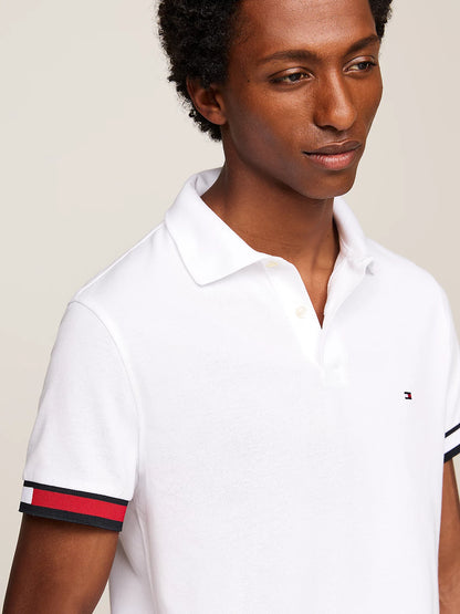 Tommy Hilfiger Hilfiger Flag Slim Fit Polo - White