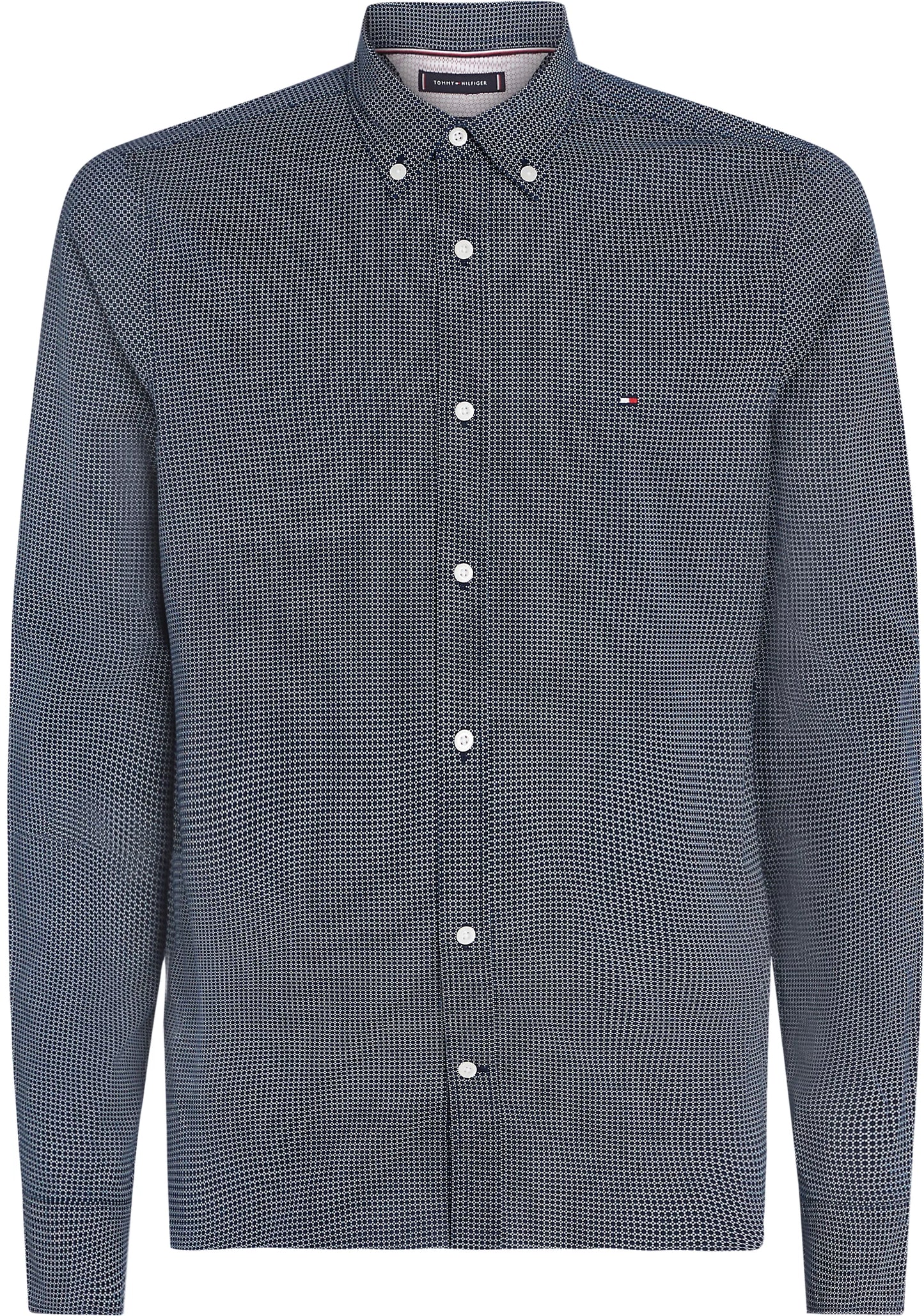 Tommy Hilfiger Flex Micro Foulard Sf Shirt - Carbon Navy Ancient White