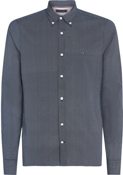 Tommy Hilfiger Flex Micro Foulard Sf Shirt - Carbon Navy Ancient White