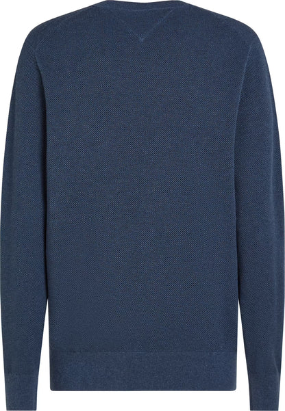 Tommy Hilfiger Flag Embroidery Textured Jumper - Aegean sea heather