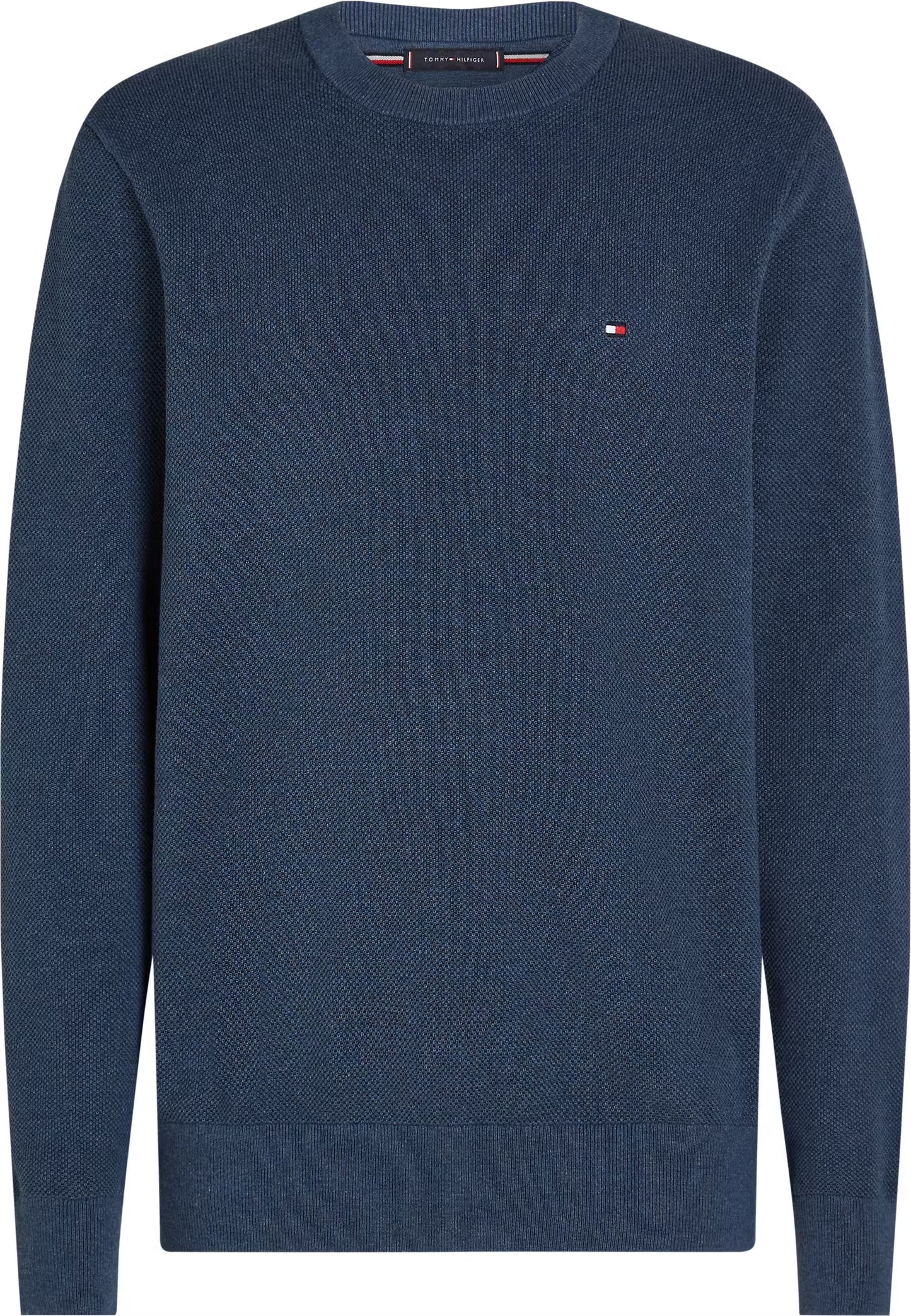 Tommy Hilfiger Flag Embroidery Textured Jumper - Aegean sea heather