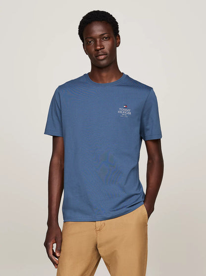 Tommy Hilfiger Logo Crew Neck T-shirt - Sea Blue