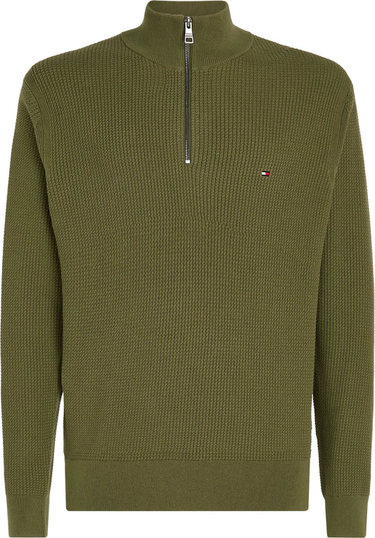 Tommy Hilfiger Micro Cable Knit Half-zip Jumper - Utility Olive