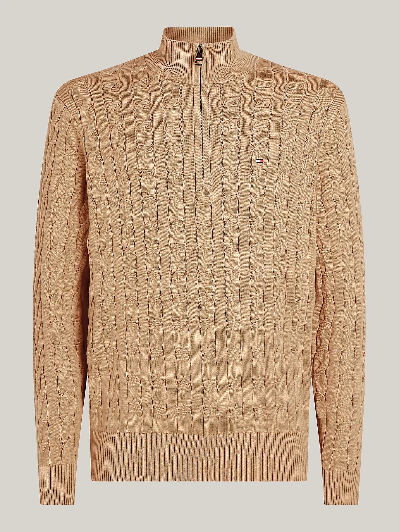 Tommy Hilfiger Cable Knit Half-zip Jumper - Safari Canvas