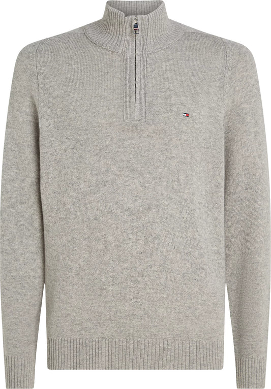 Tommy Hilfiger Lambswool Zip Mock - Light Grey Heather