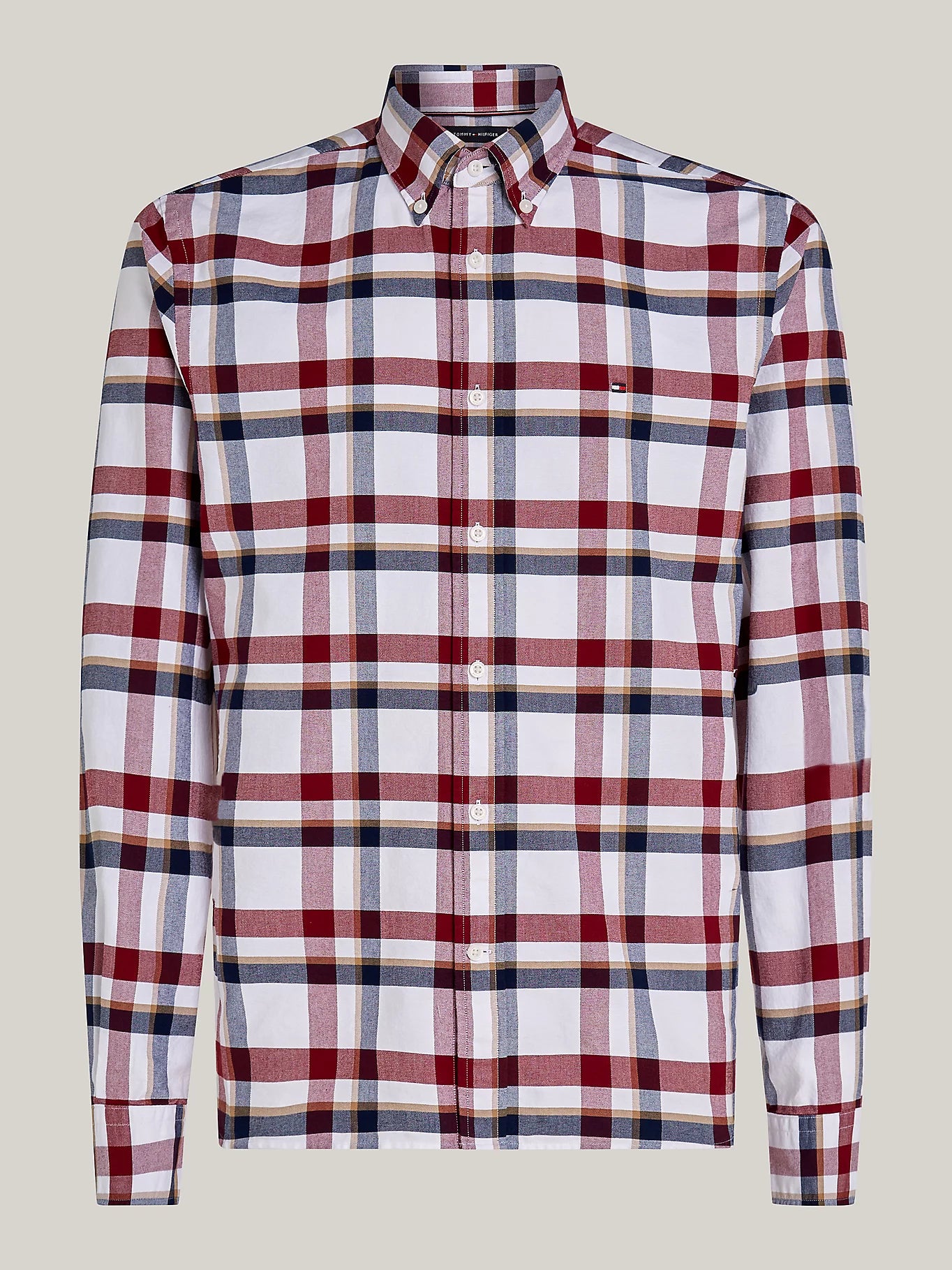 Tommy Hilfiger Check Regular Fit Oxford Shirt - Deep Rouge