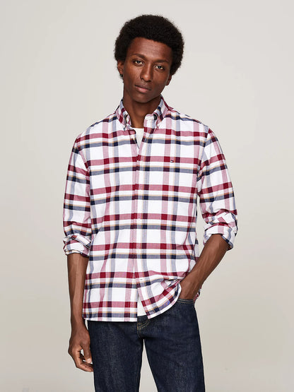 Tommy Hilfiger Check Regular Fit Oxford Shirt - Deep Rouge