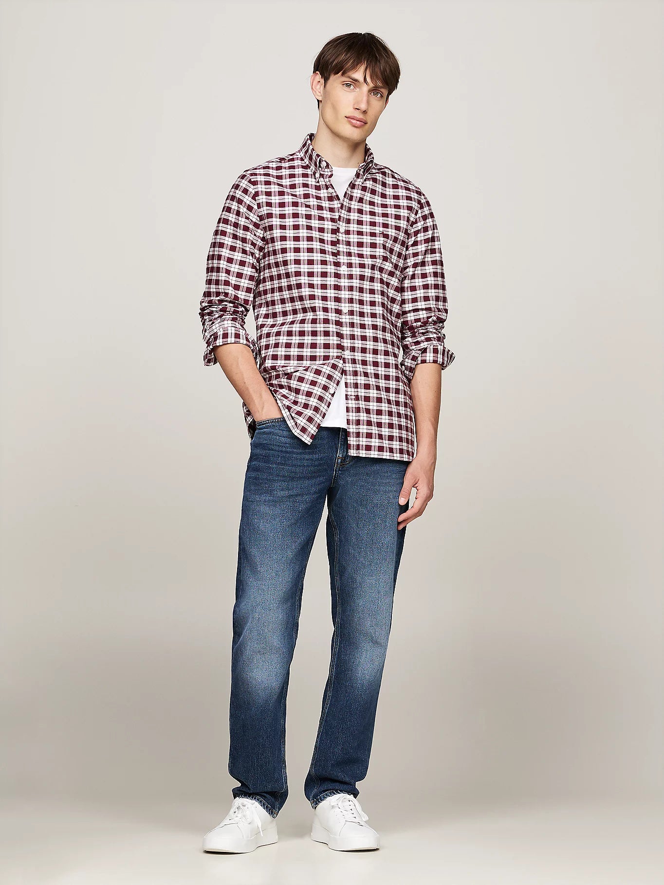 Tommy Hilfiger Check Slim Fit Oxford Shirt - Rouge