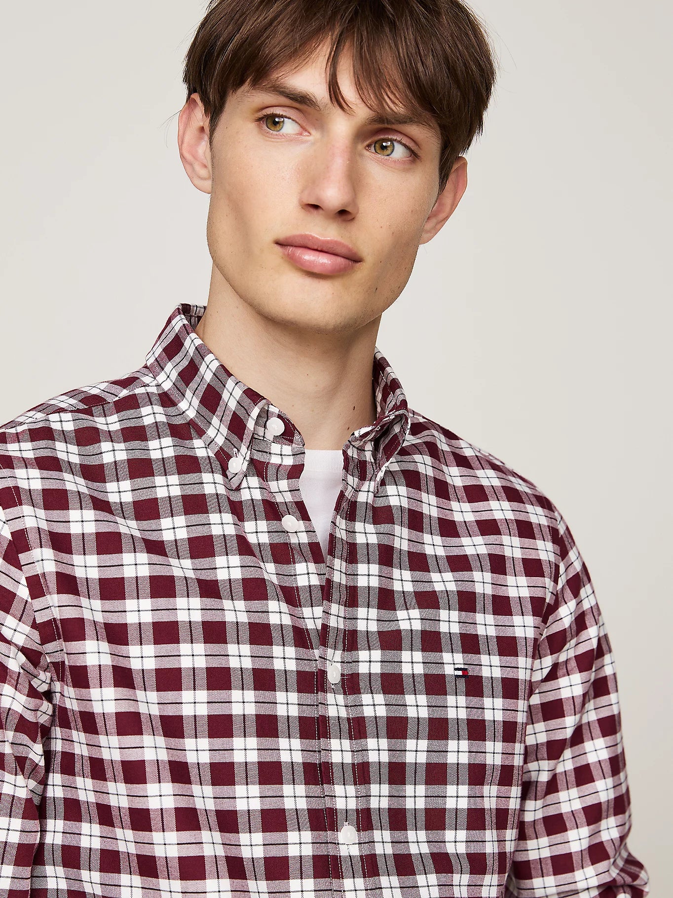 Tommy Hilfiger Check Slim Fit Oxford Shirt - Rouge