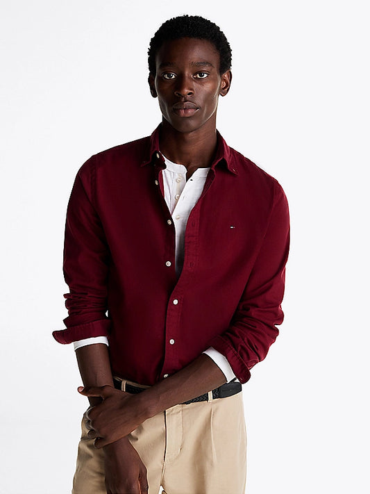 Tommy Hilfiger Flag Embroidery Regular Fit Shirt - Deep Rouge