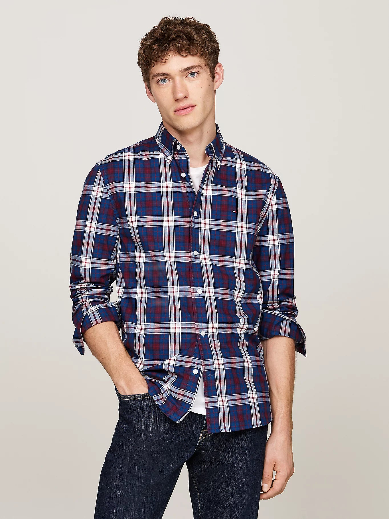 Tommy Hilfiger Tartan Regular Fit Poplin Shirt - Deep Indigo