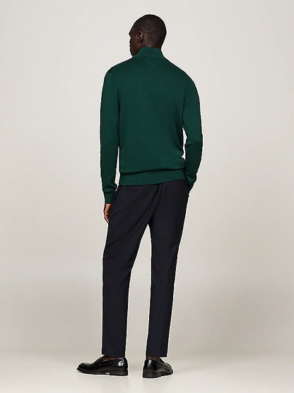 Tommy Hilfiger Quarter-Zip Mock Turtleneck Jumper - Ornamental Green