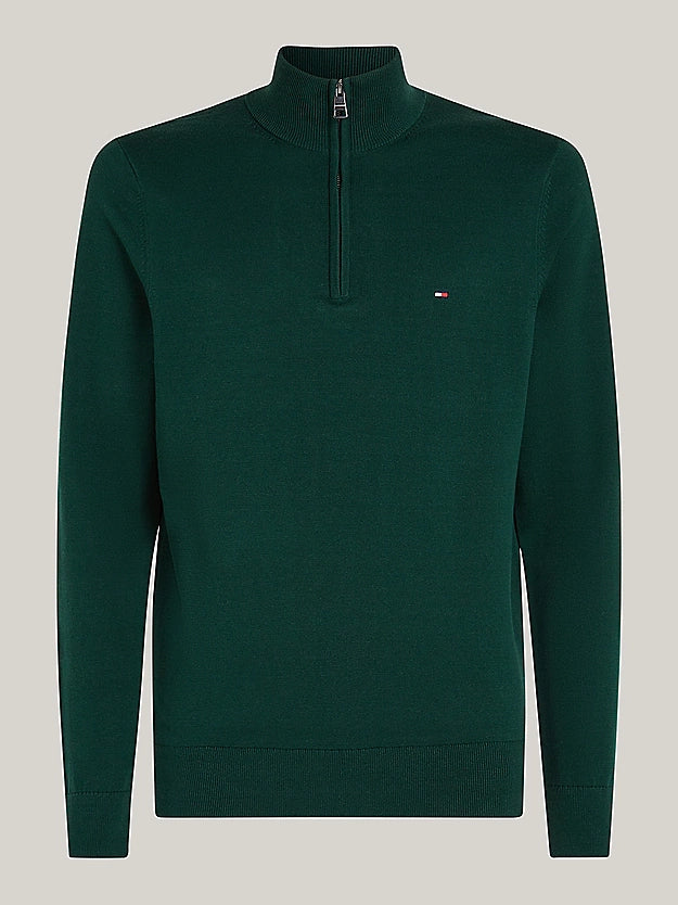 Tommy Hilfiger Quarter-Zip Mock Turtleneck Jumper - Ornamental Green