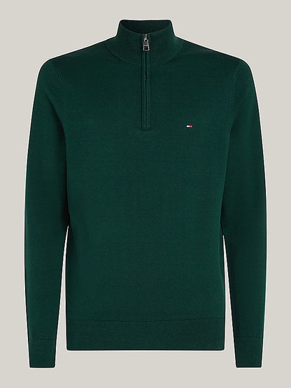 Tommy Hilfiger Quarter-Zip Mock Turtleneck Jumper - Ornamental Green