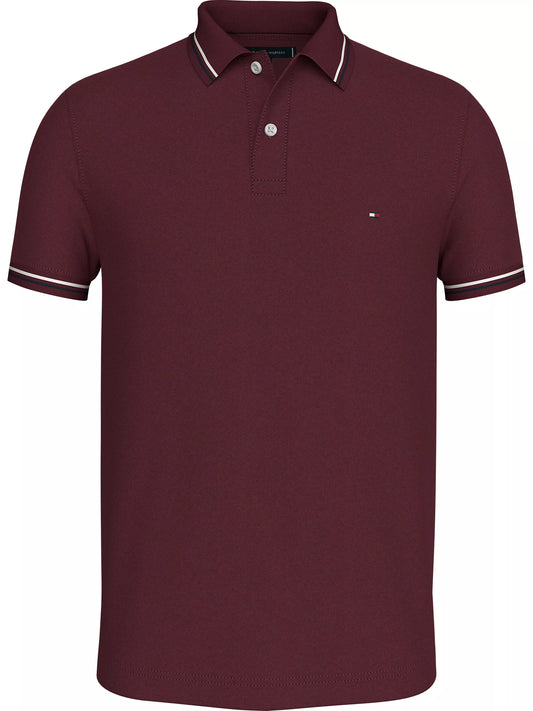 Tommy Hilfiger Tipped Slim Fit Polo - Deep rouge