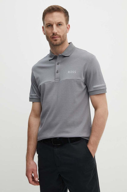 Hugo Boss Paddy Mirror Jersey Polo - Medium Grey