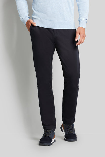 Bugatti Flat-front Trousers With High Cotton Content - Navy