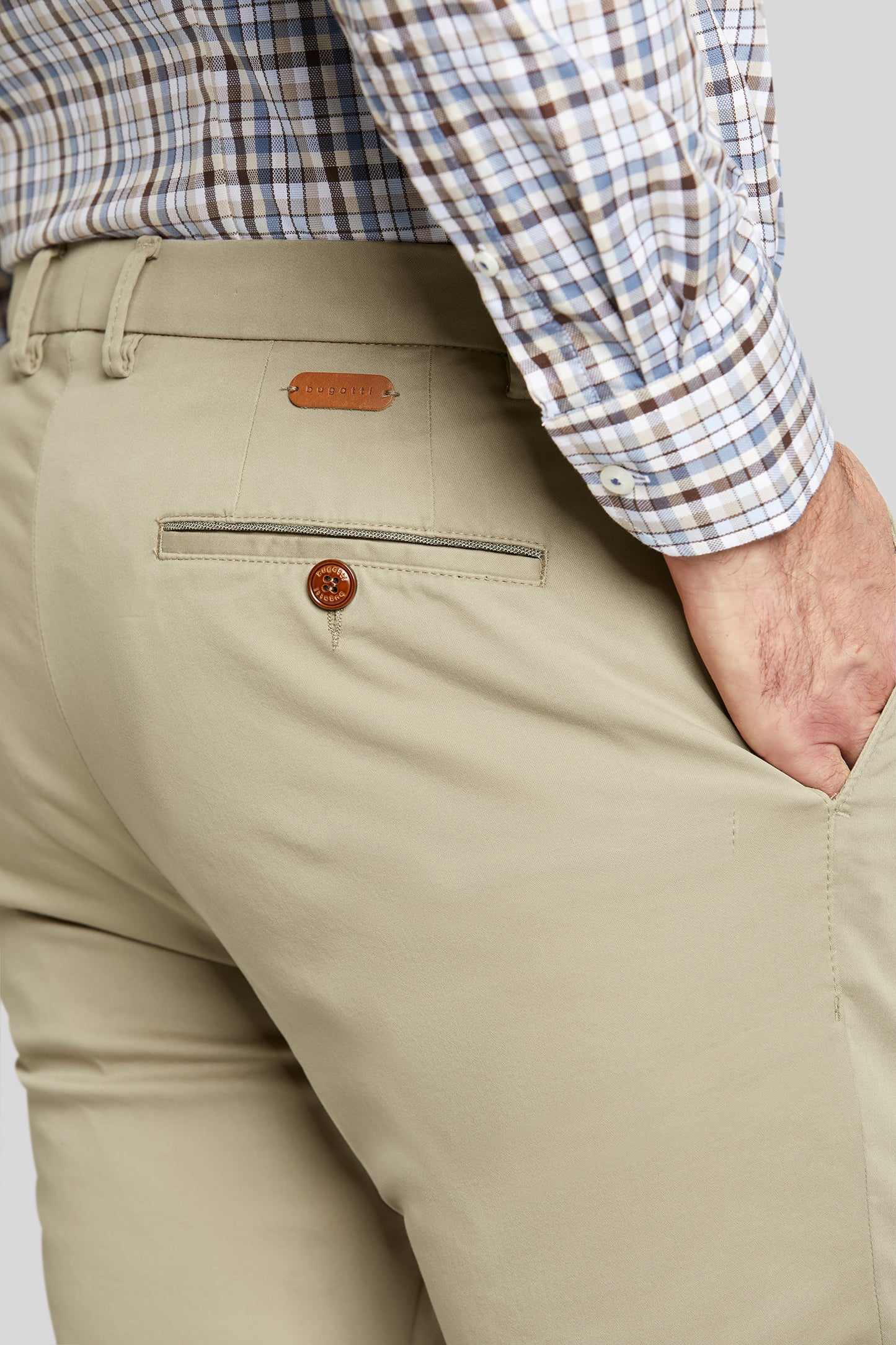 Bugatti Flat-front Trousers With high cotton content - Beige