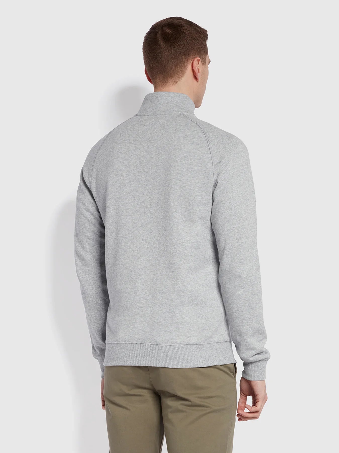 Farah Jim Organic Cotton Quarter Zip Sweatshirt - Light Grey Marl