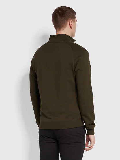 Farah Jim Organic Cotton Quarter Zip Sweatshirt - Evergreen