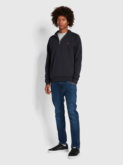 Farah Jim Organic Cotton Quarter Zip Sweatshirt - True Navy